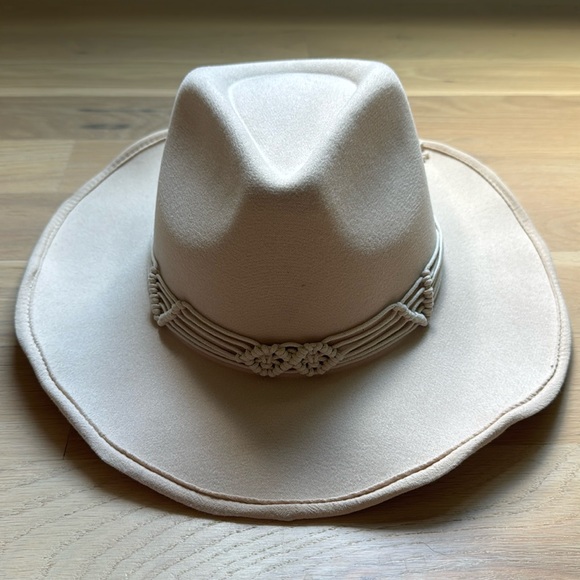 Jessica Simpson Women's Felt Macrame Trim Cowboy Hat - Picture 1 of 5